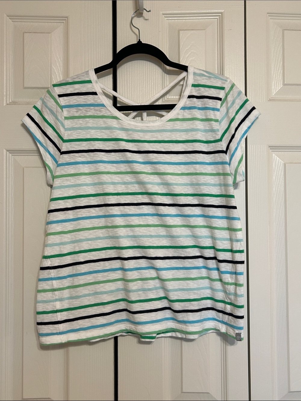 T by Talbots Striped Short Sleeve Active Tee - Size Large